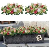 Vevor Konstgjord roskrans, 340 mm diameter konstgjord blomkrans med rosa och vita rosor, blomsterarrangemang mittpunkt för alla hjärtans dag, mors dag, fest, bröllop och heminredning, 10 st