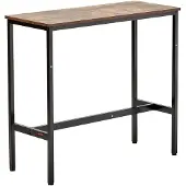 Vevor Barbord, Robust pubbord med metallram, Smalt långt köksbord, Cocktaildisk, Barbord i höjd med bar, Lätt att montera, 91x43x89 cm, För vardagsrumsfest, Rustikt brunt och svart