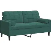 vidaXL 2-sitssoffa med prydnadskuddar mörkgrön 140 cm sammet