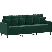 vidaXL 3-sitssoffa mörkgrön 180 cm sammet