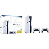 Sony PlayStation 5 E-chassi (Slim) + 2x DualSense trådlös handkontroll vit