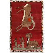 Rezas Old Figural Kashghai orientalisk matta 108 x 168 cm