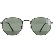 Ray-Ban Square Unisex Polished Black/Green Polarized Hexagonal RB3548N Solglasögon