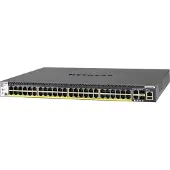 Netgear M4300-52G-PoE+ - Switch - L3 - Administrerad - 2 x 10/100/1000/10000 + 2 x 10 Gigabit SFP+ + 48 x 10/100/1000 (PoE+) - främre till bakre luftflöde - rackmonterbar - PoE+ (480 W)