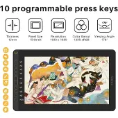 HUION Grafikplatta Kamvas 16 (2021) med stativ