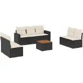 vidaXL Loungegrupp för trädgården med dynor 8 delar svart konstrotting