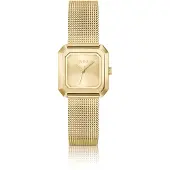 HUGO Hazel gold-tone square watch with mesh bracelet