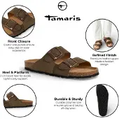 Tamaris Herr Olivgröna Lädersandaler med Slip-On-Footbed