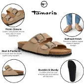 Tamaris Herr Sand Beige Läder Slip-On Footbed Slippersandaler