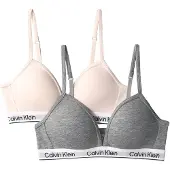 Calvin Klein 2 Pack Girls Triangle Bras Icon Cotton Stretch