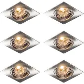 QAZQA Set med 6 Lutbara infällda spotlights stål fyrkantig - Edu