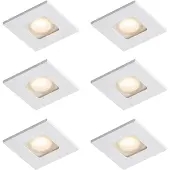 QAZQA Set med 6 moderna infällda spotlights vita fyrkantiga IP44 - Qure