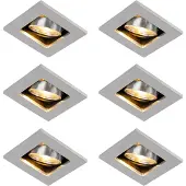 QAZQA Set med 6 moderna infällda spotlights aluminium roterbara och lutningsbara GU10 50mm - Qure