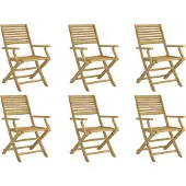 vidaXL Hopfällbara trädgårdsstolar 6 st 54,5x61,5x86,5cm massiv akacia