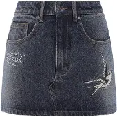 Ed Hardy Kjol 'Swallow' mörkblå / ljusgrå / vit