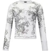 Ed Hardy T-shirt 'Schlange und Drache' ljusgrå / svart