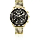 BOSS Sealiner gold-tone chronograph watch with black dial