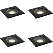 QAZQA Set med 4 utomhusmarkspotlights svart fyrkantig justerbar IP65 - Delux