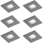 QAZQA Set med 6 moderna infällda spotlights Gunmetal Fyrkantig IP44 - Qure