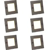 QAZQA Set med 6 moderna infällda spotlights stål inkl. LED - Square 7