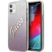 GUESS GUHCP12SPCUGLSPI iPhone 12 mini 5,4" rosa/pink hårda fodral Glitter Gradient Script