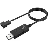 Akasa BBC USB-3 pin / 4 pin kabel, 5-12 V adapter för fläktar, 60 cm
