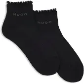 HUGO Two-pack of rib-knit lettuce-trim short socks