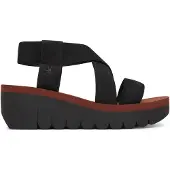 Fly london Dam YABI922FLY Svart tegel Cupido Lädersandaler Espadrille Plattform Kilar