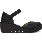 Fly london Dam Svart BISO305FLY Wedges Sandaler Espadrille Strap Klackar