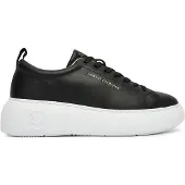 Armani Exchange för kvinnor. XW002790AF11912UC001 Sneakers i slät läder med tjock sula och präglad svart logotyp (38), Hud, 1 till 3 cm,