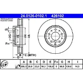 Ate Bromsskiva 24.0126-0102.1 fram, ventilerad, 1 Stycke