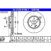 Ate Bromsskiva Power Disc 24.0328-0106.1, 1 Stycke