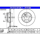 Ate Bromsskiva Power Disc 24.0312-0126.1, 1 Stycke