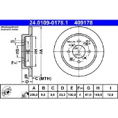 Ate Bromsskiva 24.0109-0178.1 bak, full, 1 Stycke