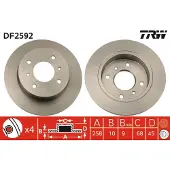 TRW Bromsskiva DF2592 bak, full, 1 Stycke