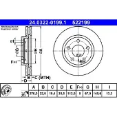 Ate Bromsskiva Power Disc 24.0322-0199.1, 1 Stycke