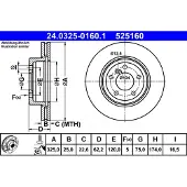 Ate Bromsskiva Power Disc 24.0325-0160.1, 1 Stycke