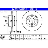 Ate Bromsskiva Power Disc 24.0322-0115.1, 1 Stycke