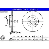 Ate Bromsskiva Power Disc 24.0322-0122.1, 1 Stycke