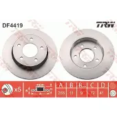 TRW Bromsskiva DF4419 bak, full, 1 Stycke