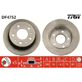 TRW Bromsskiva DF4752 bak, full, höggradigt förkolnad, 1 Stycke