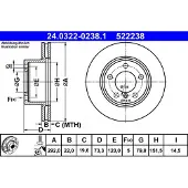 Ate Bromsskiva Power Disc 24.0322-0238.1, 1 Stycke