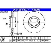 Ate Bromsskiva 24.0128-0293.1 fram, ventilerad, 1 Stycke