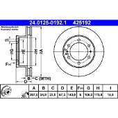 Ate Bromsskiva 24.0125-0192.1 fram, ventilerad, 1 Stycke
