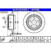 Ate Bromsskiva 24.0112-0193.1 bak, full, 1 Stycke