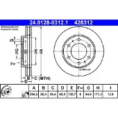 Ate Bromsskiva 24.0128-0312.1 fram, ventilerad, 1 Stycke