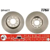 TRW Bromsskiva DF4477 bak, full, 1 Stycke