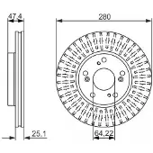 Bosch Bromsskiva 0 986 479 625 fram, ventilerad, 1 Stycke