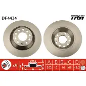 TRW Bromsskiva LUC DF4434 bak, full, 1 Stycke