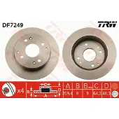 TRW Bromsskiva DF7249 bak, full, 1 Stycke